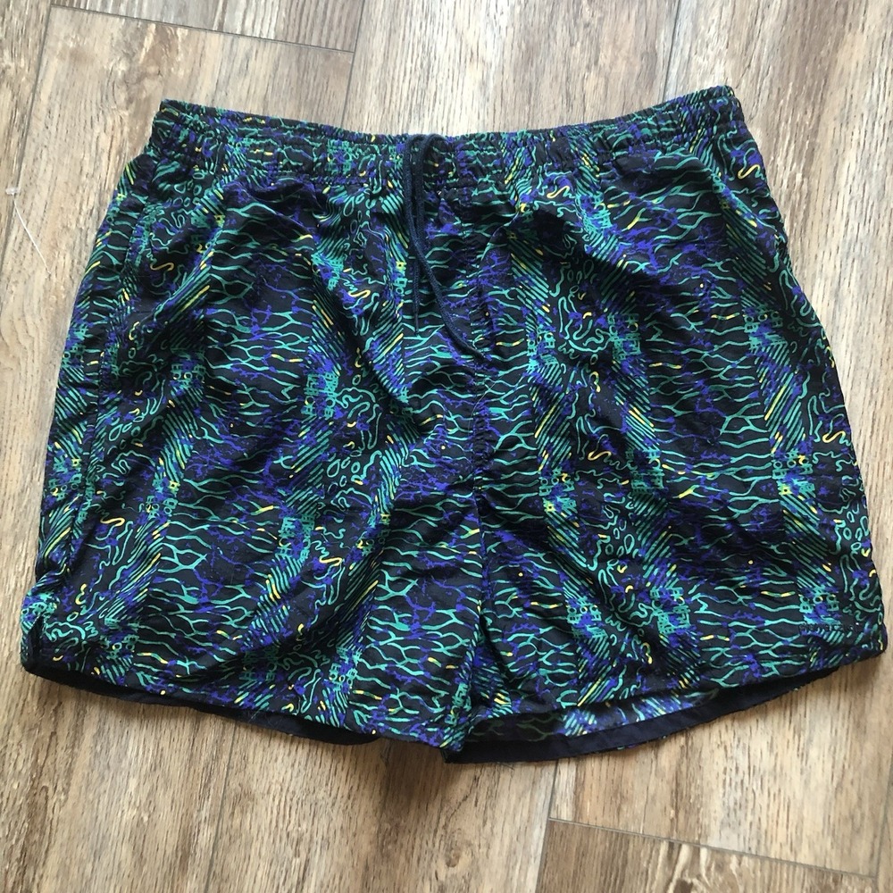 VTG Pierre Cardin Swim Trunks XL Abstract Neon Print Mesh Lined Deadstock NWT